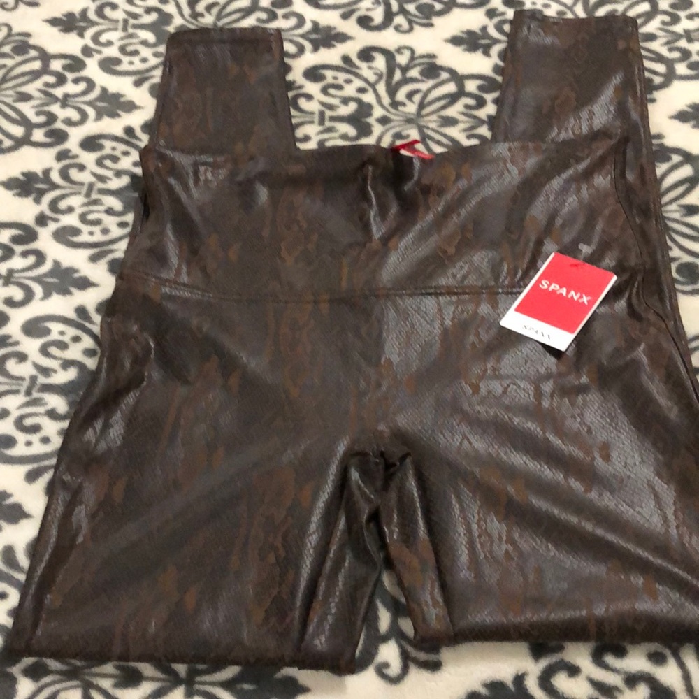 Spanx Faux Leather Snakeskin Leggings XL NWT